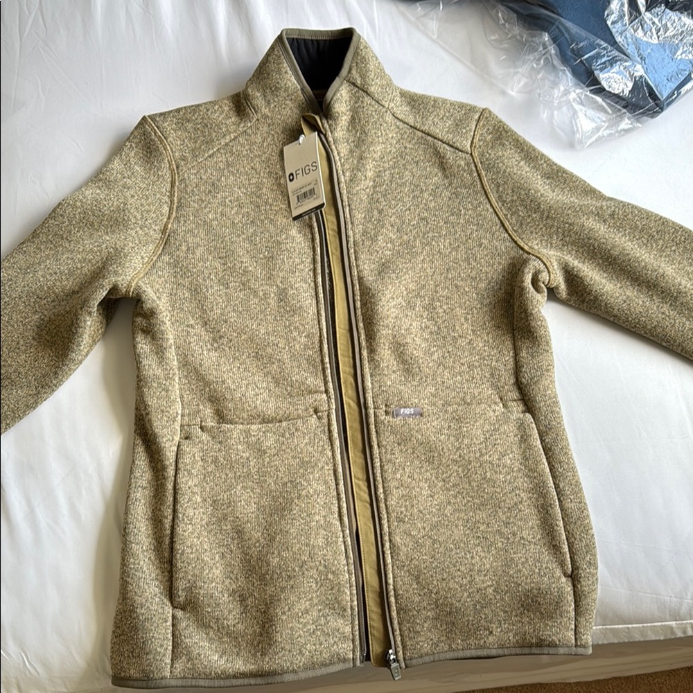 Figs Martini Green On Shift Sweater Knit Jacket